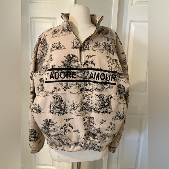 EllandEm J'ADORE L'amour Pattern Half Zip Size M/L - Picture 11 of 11